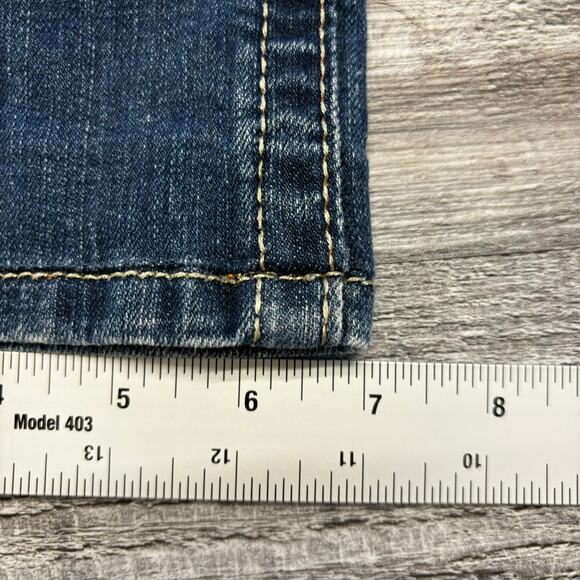 Vintage Y2K Rock Revival Blue Women 27 Mallgoth Distressed Celine Straight Jeans - Picture 10 of 11